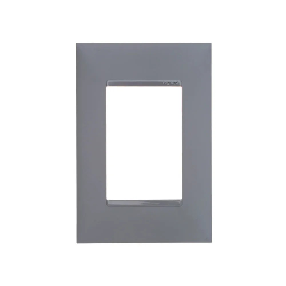 Placa 3 Postos 4x2 Cinza Acetinado Monocromático 618503cz Pial Plus Legrand