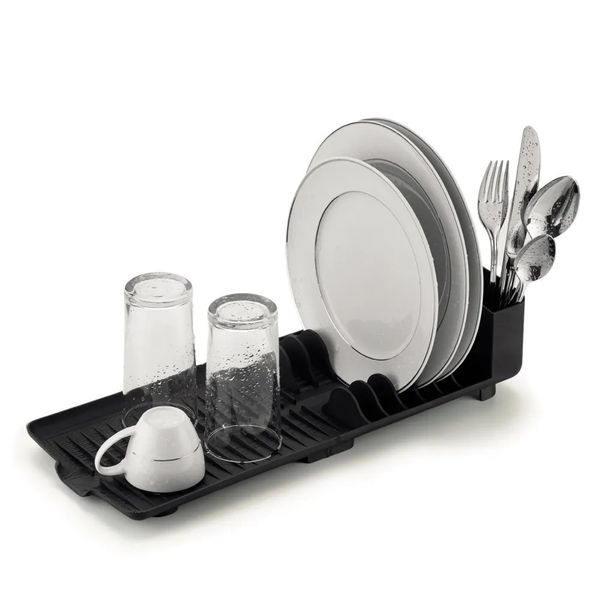 Escorredor Flat Pia Seca 6 Pratos Preto Dasplast