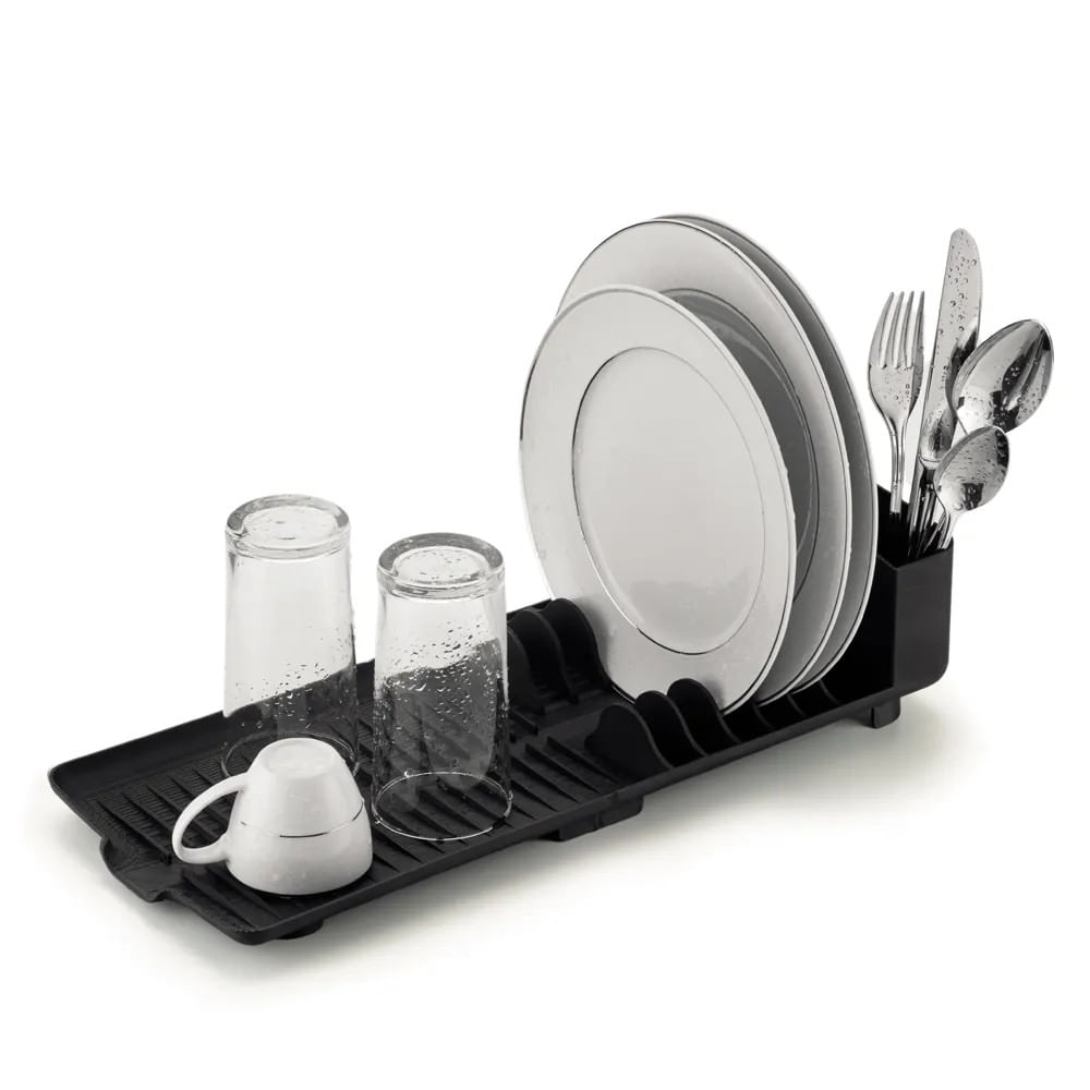 Escorredor Flat Pia Seca 6 Pratos Preto Dasplast