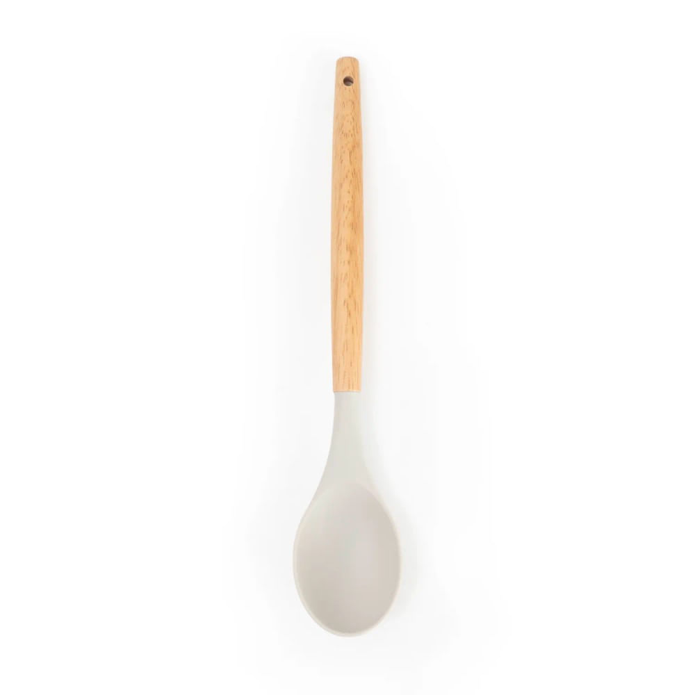 Colher De Silicone Com Cabo De Madeira Mozcada