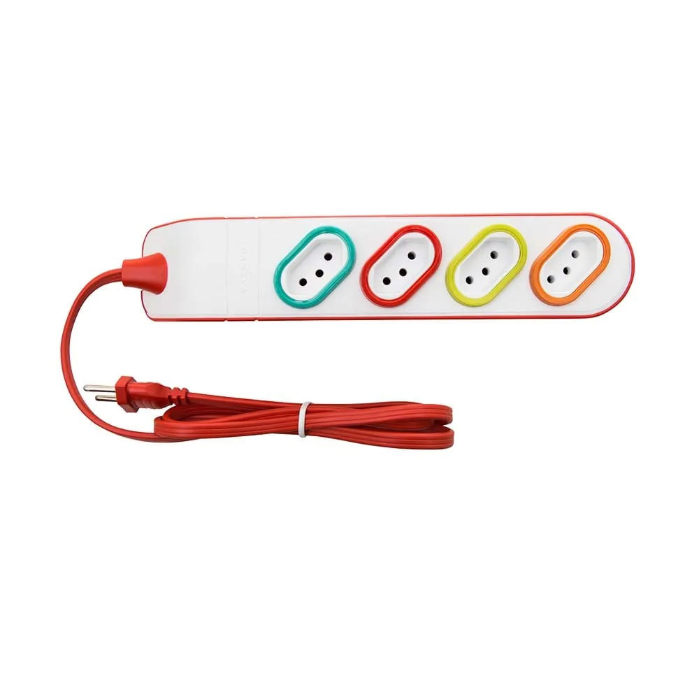 Extensão Cabo Pp Plano 3x0,75mm² 2pt 10a/250v~ 3 Metros Vermelho Dn1845 Multitomada Multi Daneva Legrand