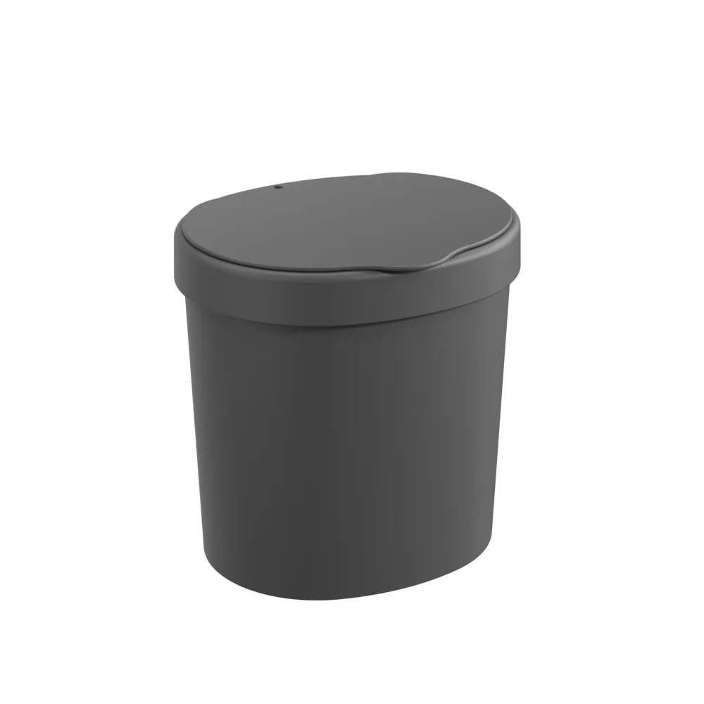 Lixeira Basic Com Tampa 2,5L Cinza Chumbo Coza
