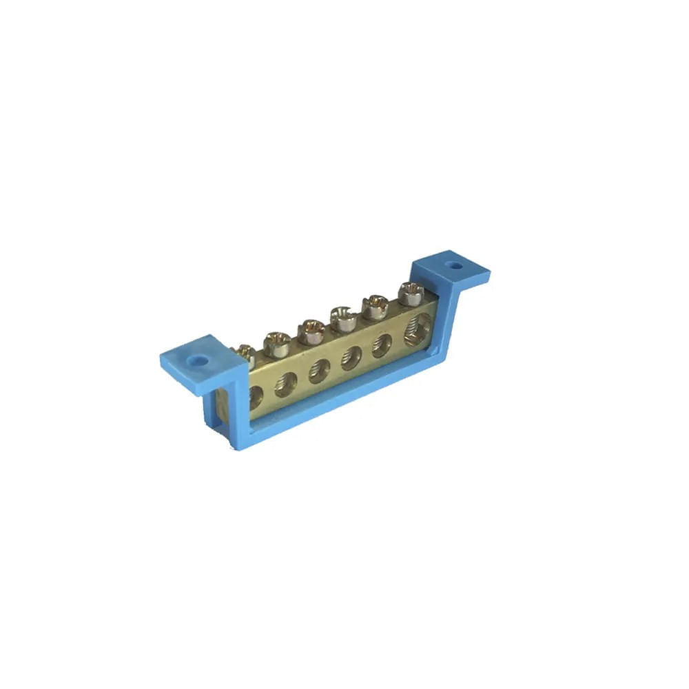 Barramento Neutro 06 Terminais Azul Fix 70mm Steck