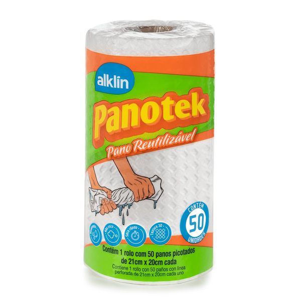 Pano Panotek Multiuso 21x20cm Branco rolo com 50un Alklin