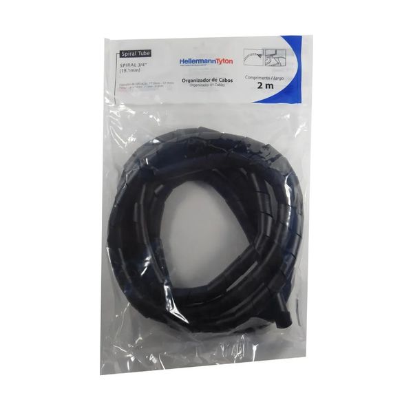 Organizador Cabos Spiraltube 3/4" 2M Preto Hellermanntyton