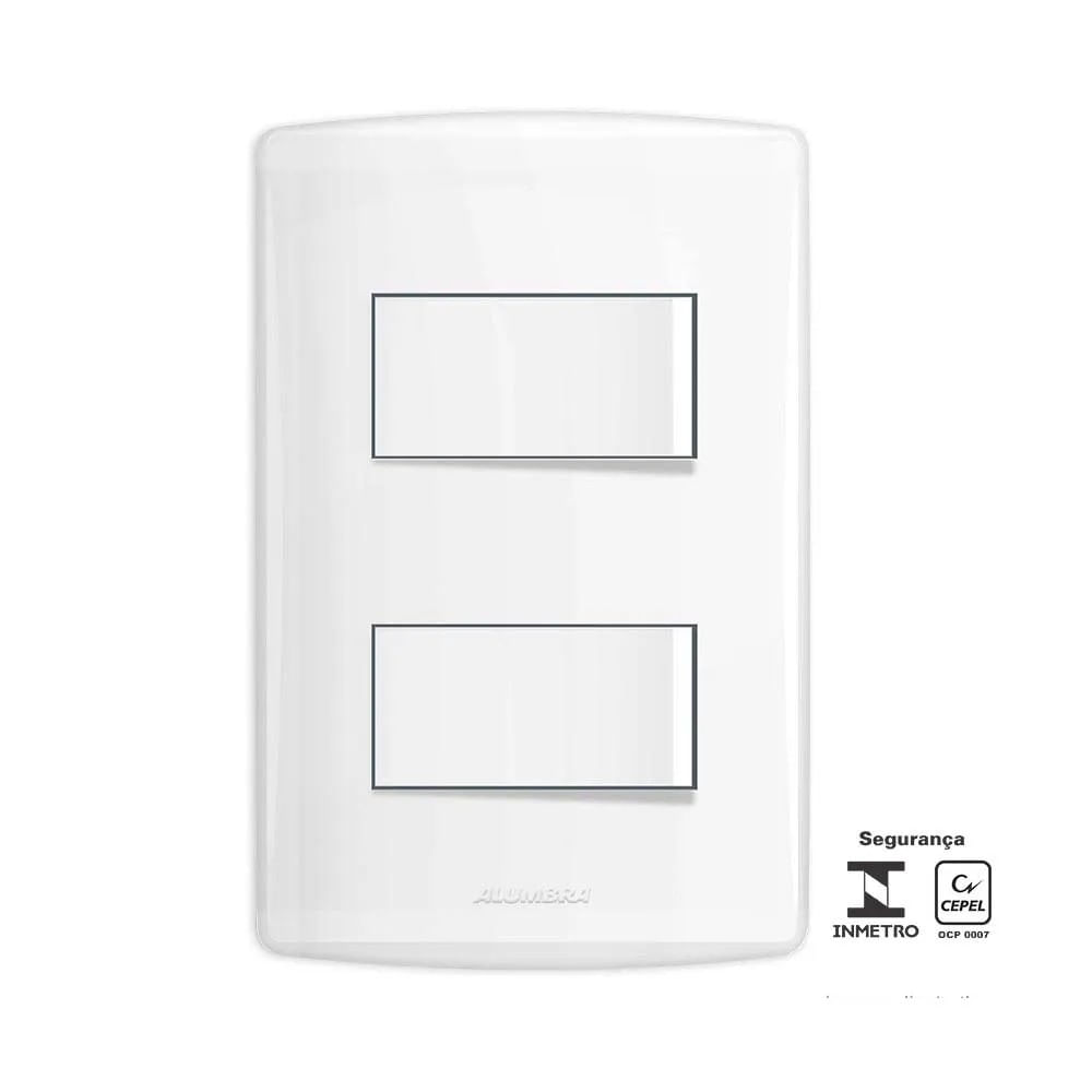 Conjunto 2 Interruptores Simples 2P T 10A 250V Com Placa Bianco Pró 4x2 Branco Alumbra