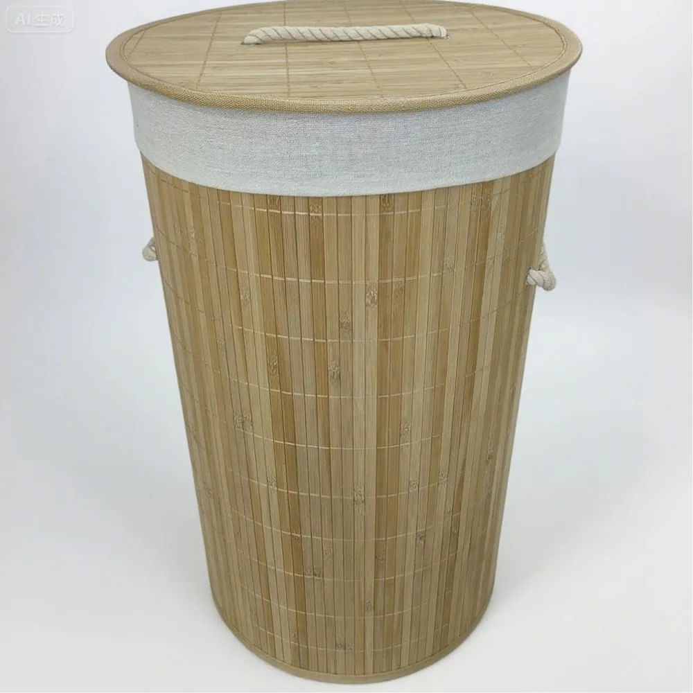 Cesto De Bambu Natural Redondo Coisas E Coisinhas