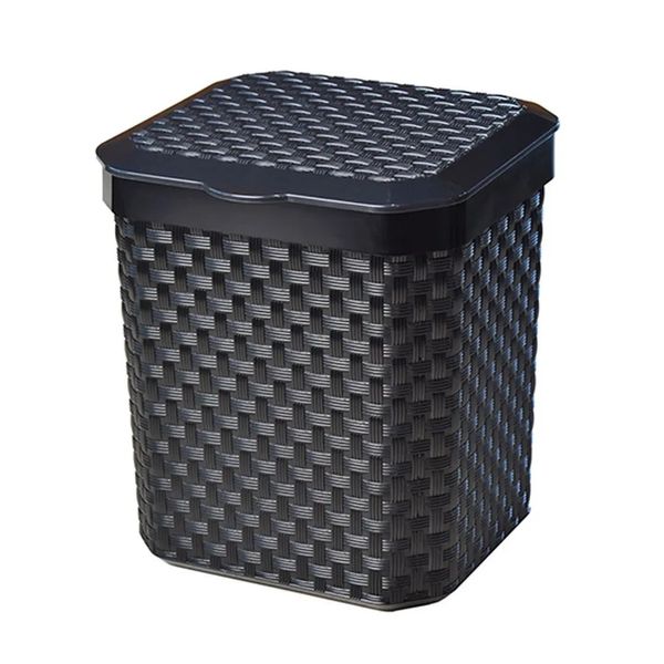 Lixeira De Pia Rattan Com Tampa Preta 5 Litros Arqplast