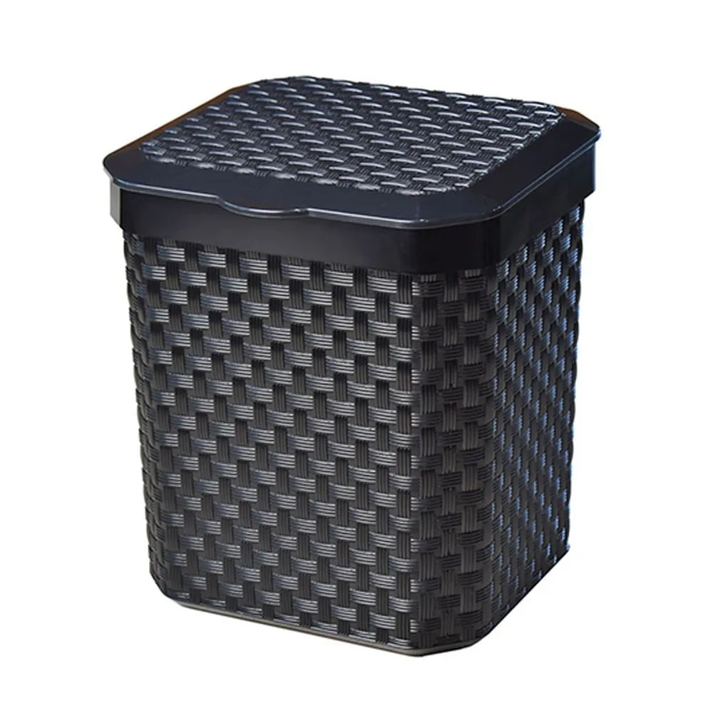 Lixeira De Pia Rattan Com Tampa Preta 5 Litros Arqplast