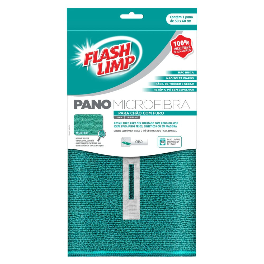 Pano Microfibra Para Chão com Furo 50x60 Flash Limp