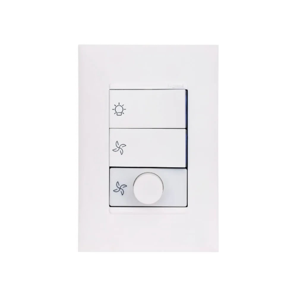 Conjunto montado com controle de ventilador 4x2 bivolt branca Pial Plus + Conjunto montado com controle de ventilador 4x2 bivolt branca Pial Plus