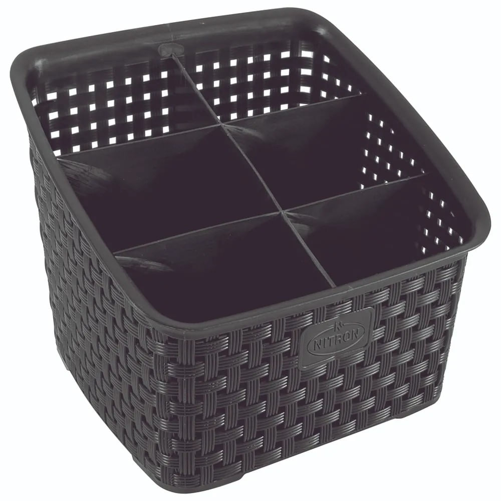 Organizador Rattan 6 Divisórias Preto Nitron