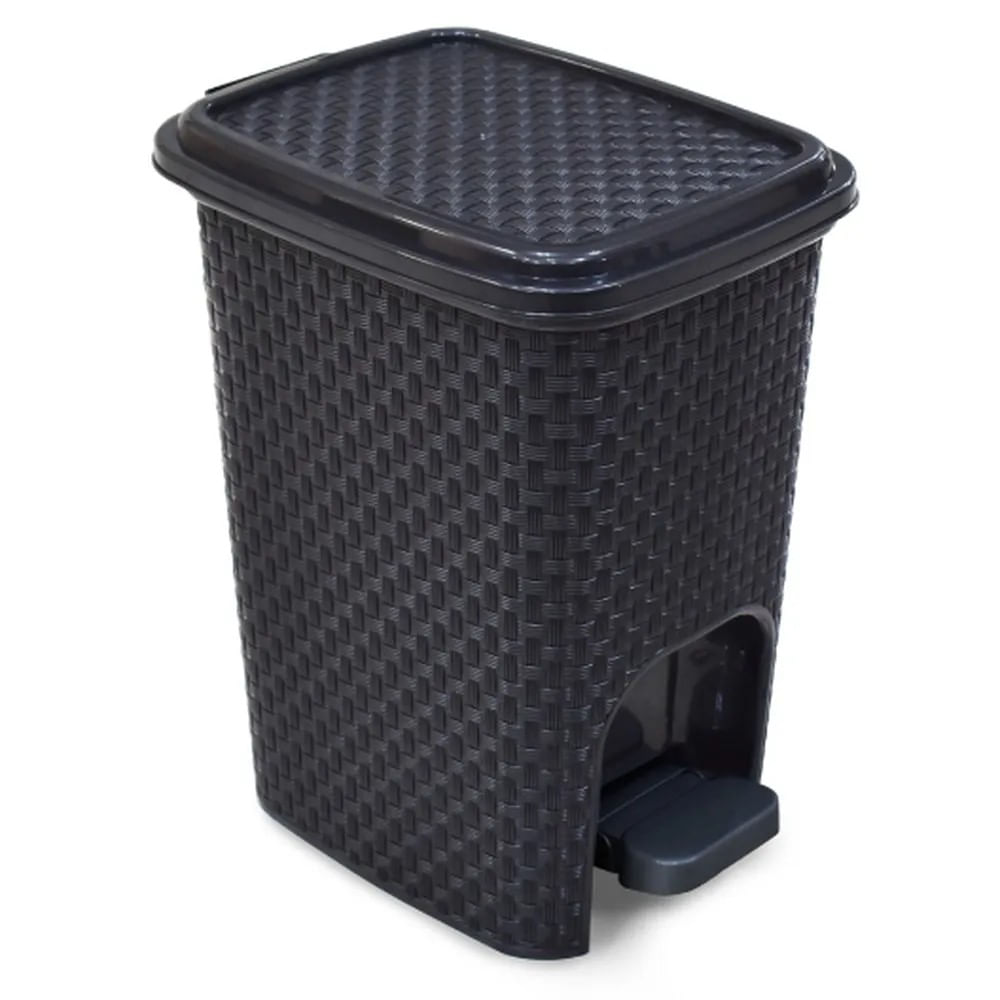 Lixeira Rattan Com Pedal 7 Litros Preta Arqplast