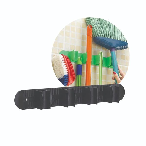 Porta Vassouras Com 4 Encaixes Preto Nitron