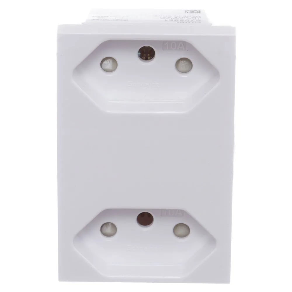 Módulo Tomada Duplex 2p T 10a 250v Borne Automático 3 Módulos Branco Orion Schneider
