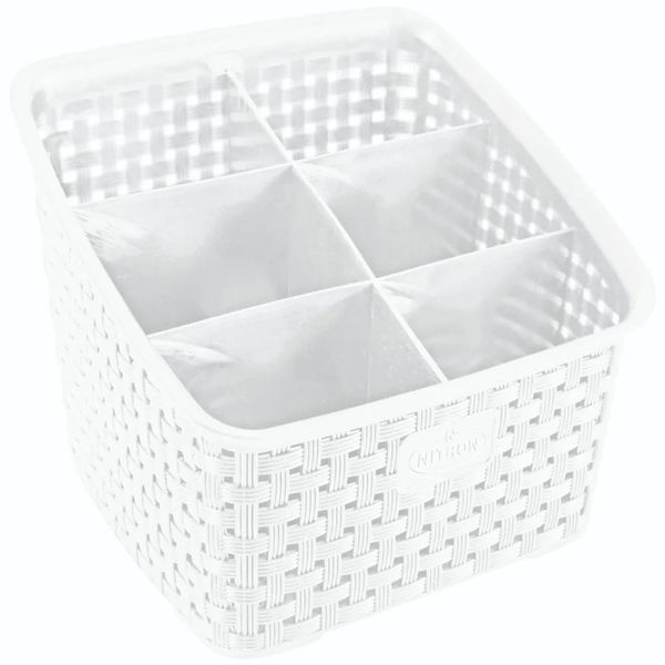 Organizador Rattan 6 Divisórias Branco Nitron