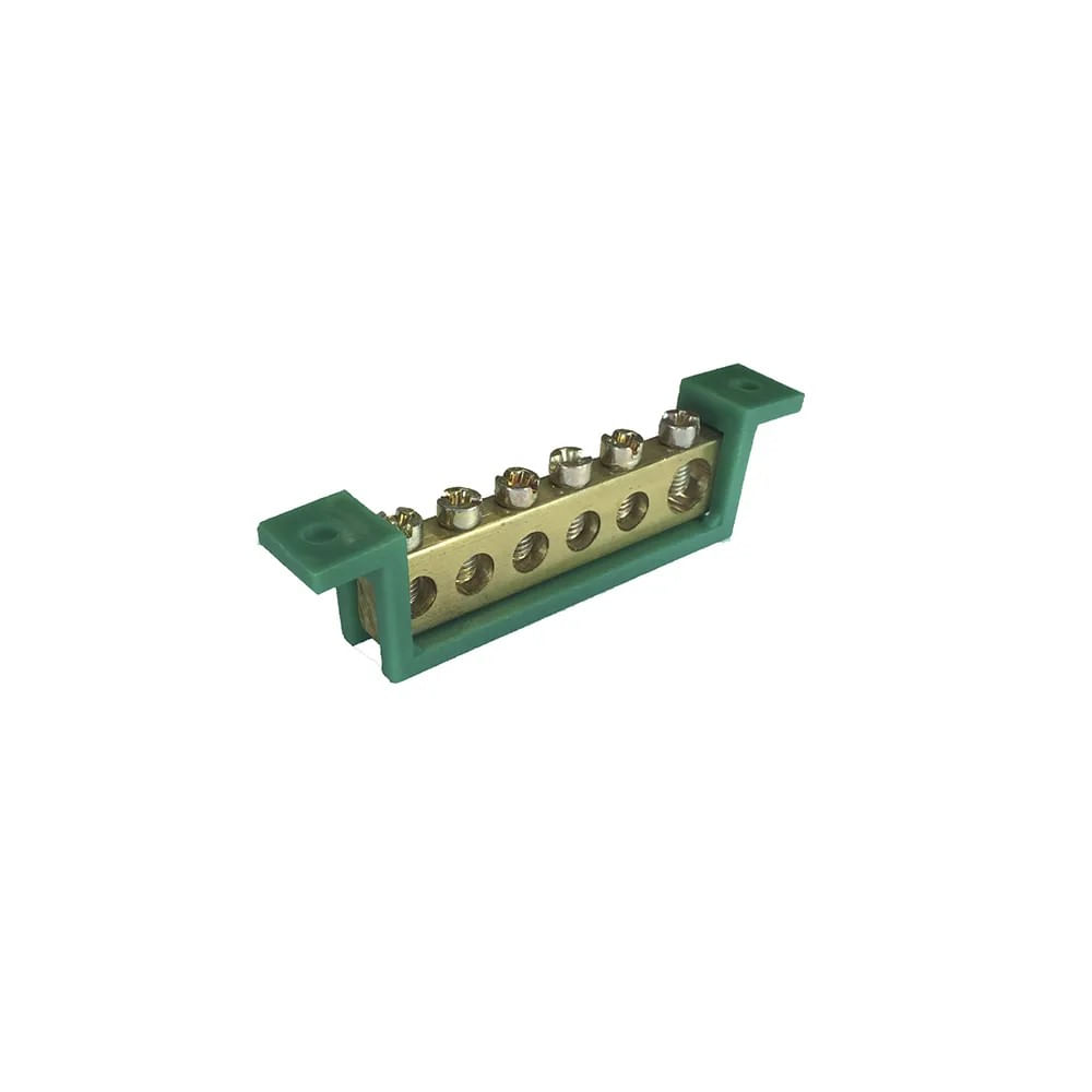 Barramento Terra 06 Terminais Verde Fix 70 Mm Steck