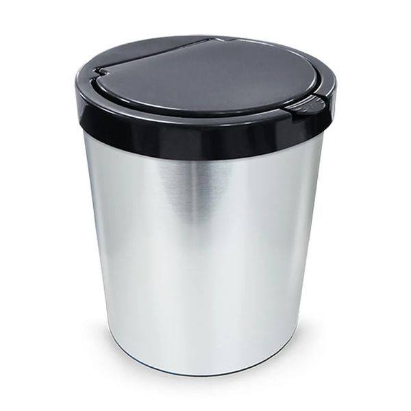 Lixeira Para Escritório10 Litros Plástico Inox Com Tampa Arqplast