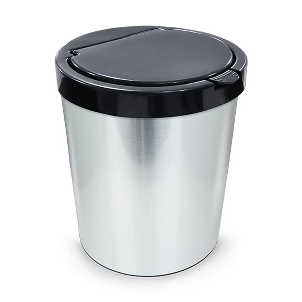 Lixeira Para Escritório10 Litros Plástico Inox Com Tampa Arqplast
