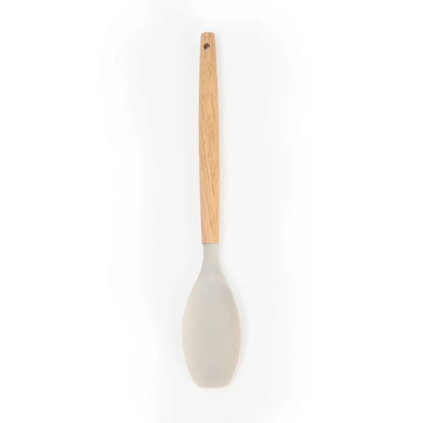 Espatula Redonda De Silicone Com Cabo De Madeira Mozcada