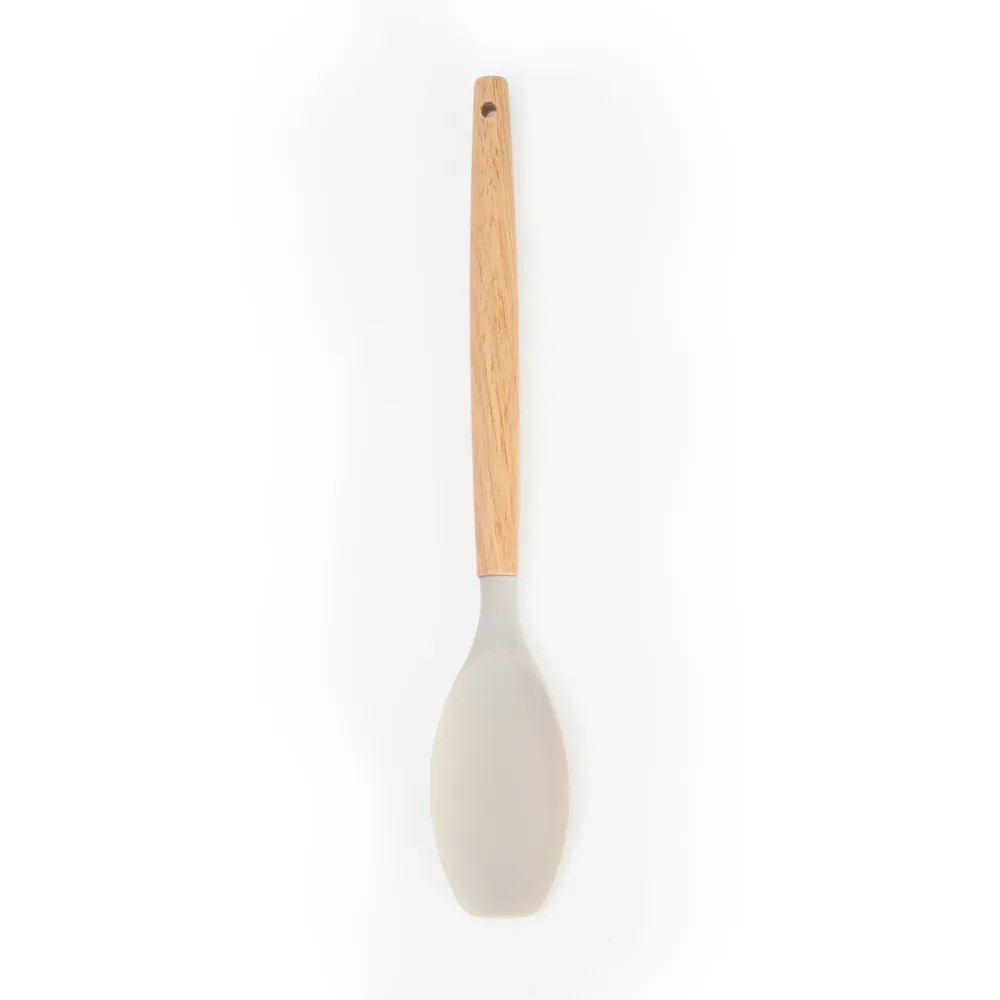Espatula Redonda De Silicone Com Cabo De Madeira Mozcada