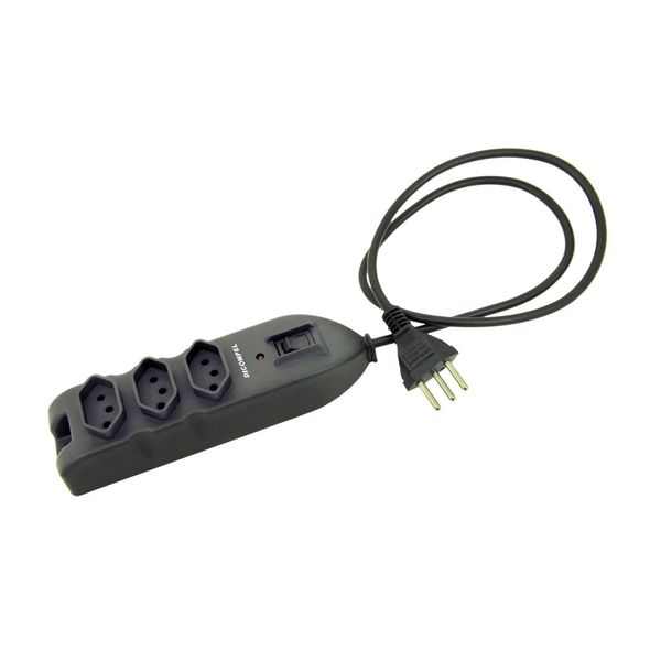 Filtro De Linha Com 3 Tomadas 2 Fusíveis 10A 1Mt Bivolt Preto Dicompel