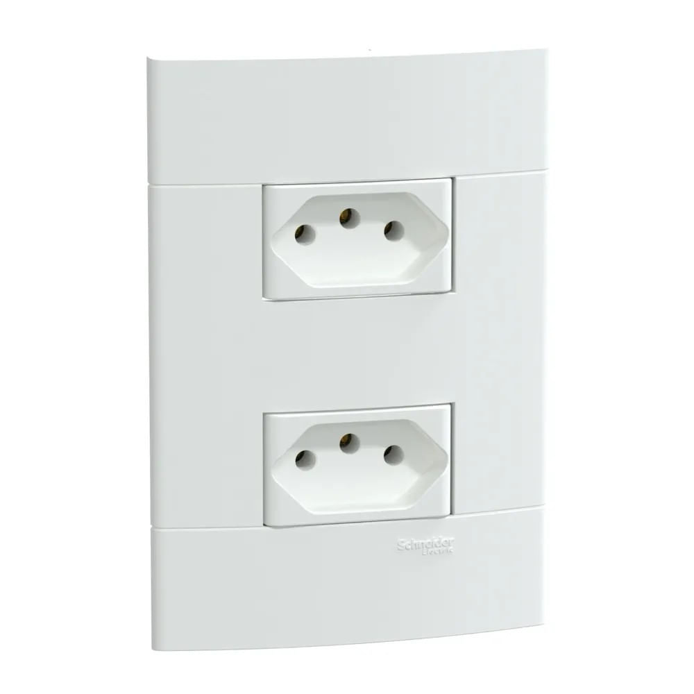 Conjunto 4X2 Com 2 Tomadas 2P T 10A 250V Branco Fosco Lunare Up Schneider