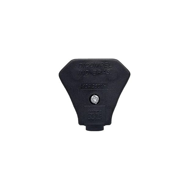 Plugue Triangular 90° 2 Polos Terra 10 Amperes Preto Dicompel