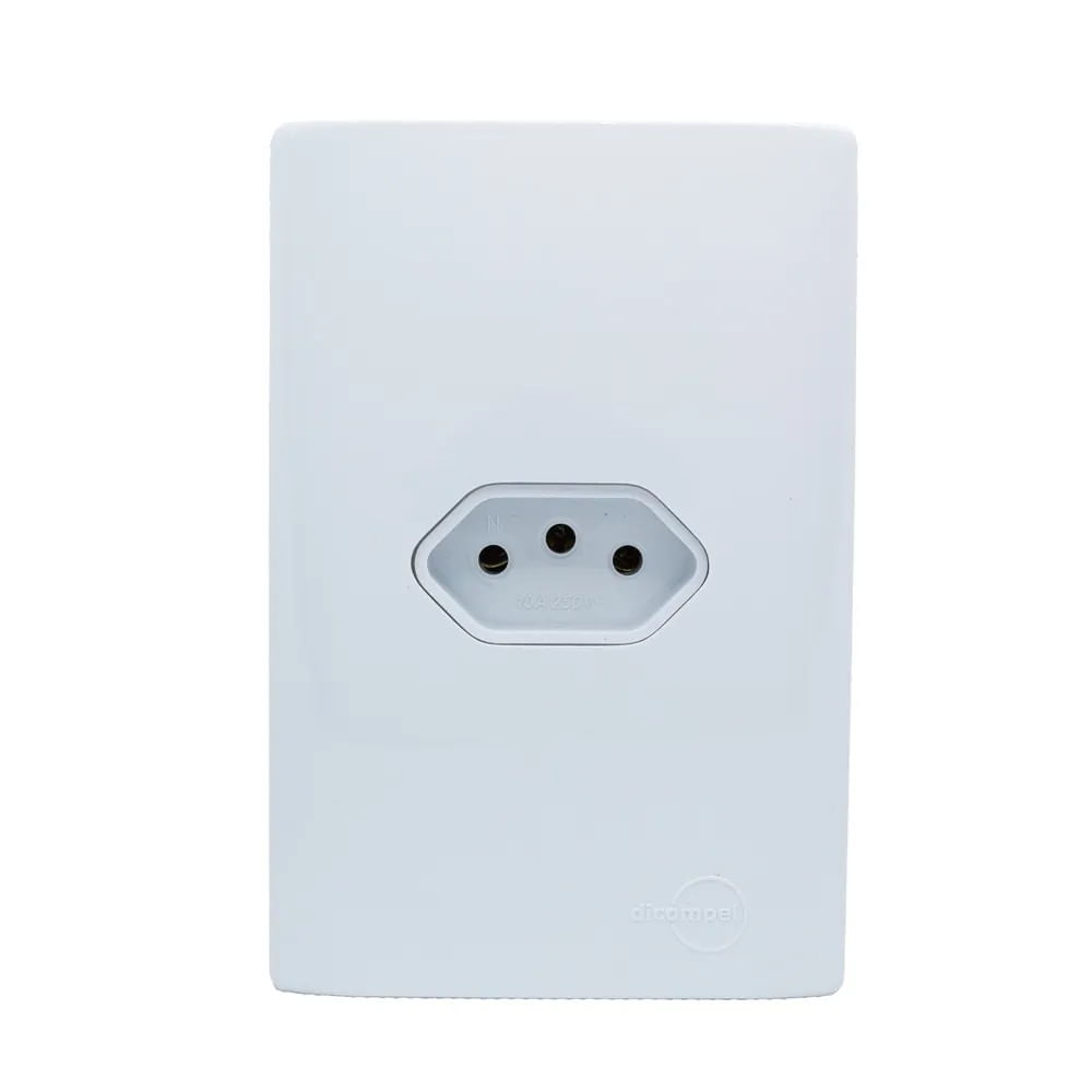 Conjunto 4X2 Tomada 10A Horizontal Branco Novara Dicompel