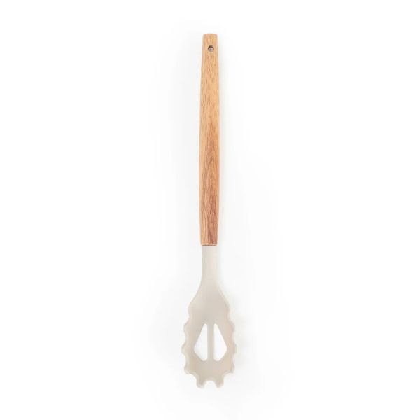 Pegador De Macarrao De Silicone Com Cabo De Madeira Mozcada
