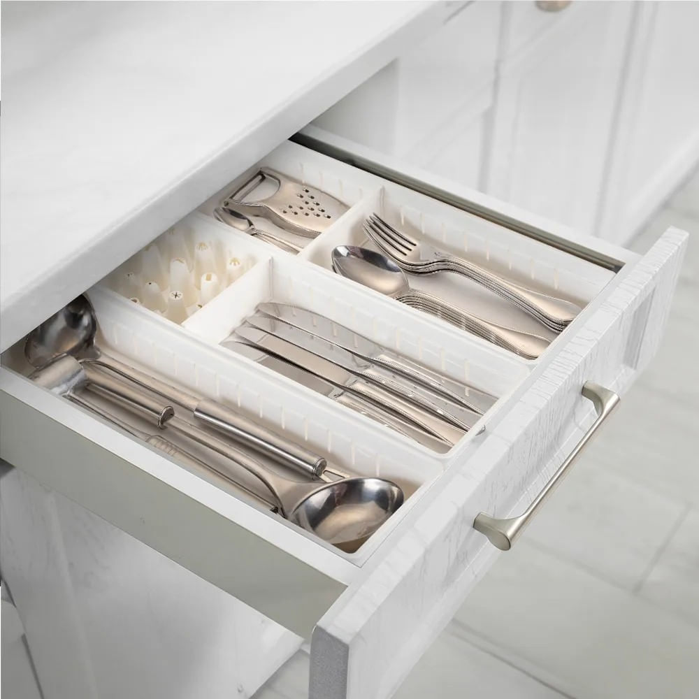 Conjunto Com 3 Organizadores De Gaveta Com Divisória Branco R 1930 Dasplast