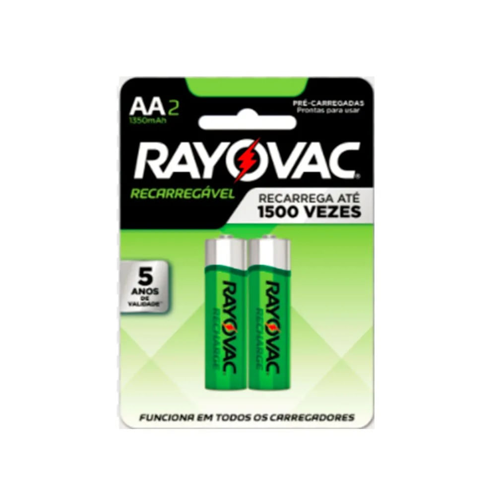 Pilha Recarregável AA Com 2 unidades Rayovac