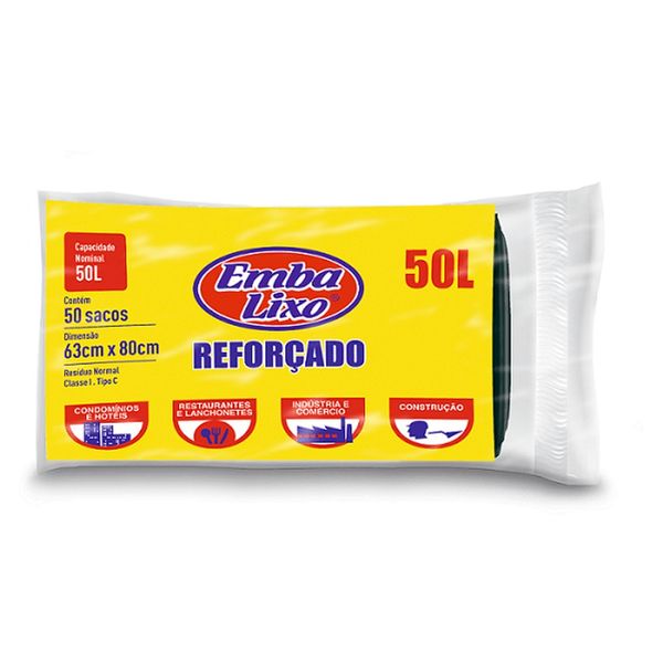 Saco Lixo Reforcado Profissional 50 Litros Embalixo