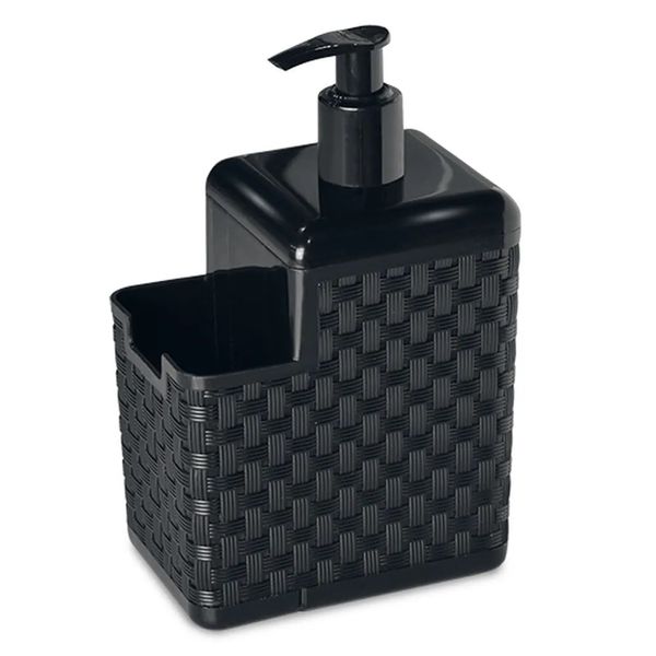 Porta Detergente e Esponja Com Bico Dosador Rattan Preto Arqplast