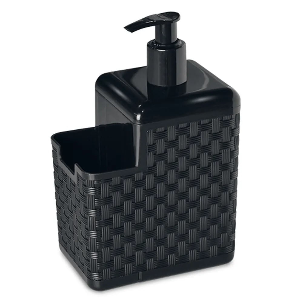 Porta Detergente e Esponja Com Bico Dosador Rattan Preto Arqplast