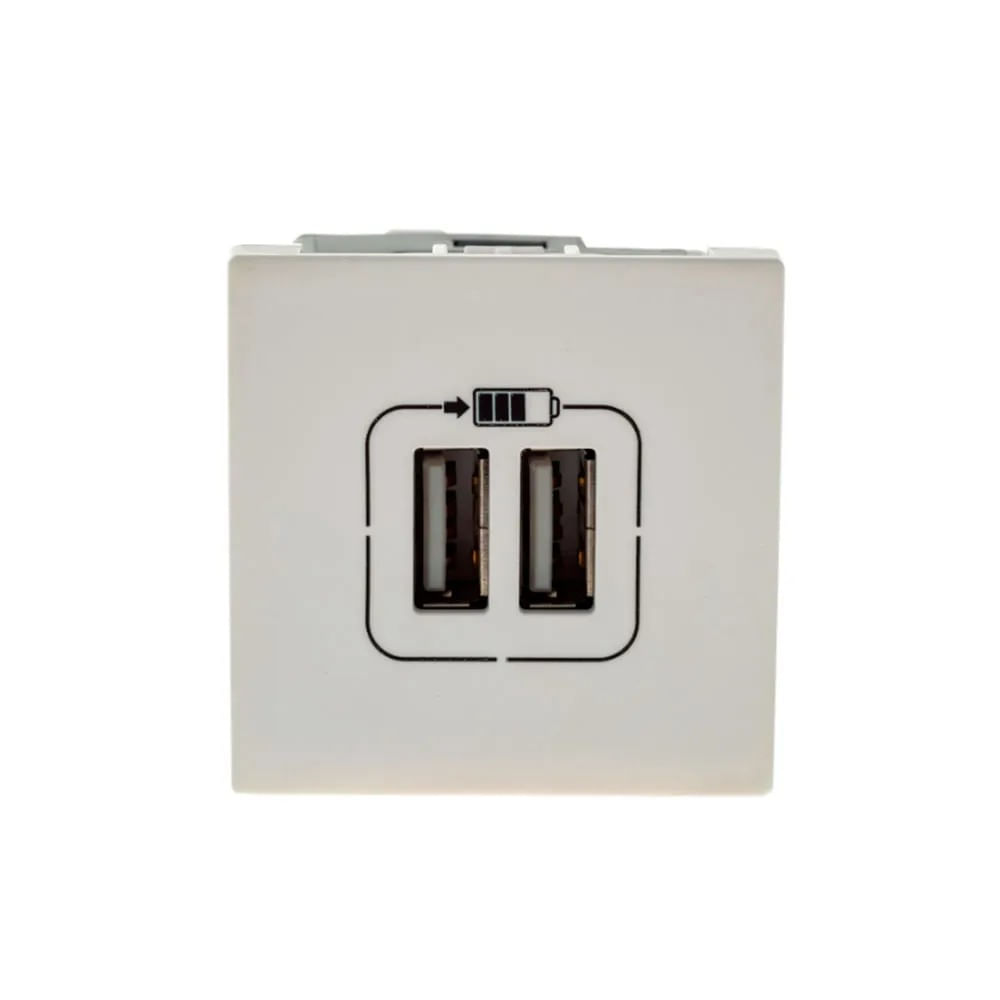 Carregador com 2 pontos para USB 2400mA branca Pial Plus