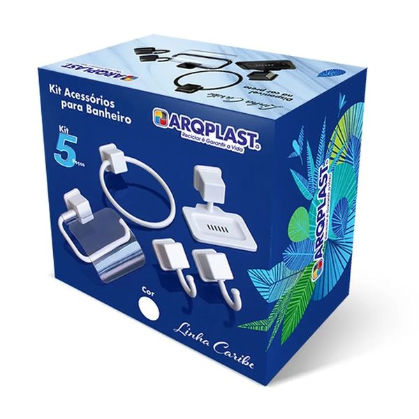 Kit Acessórios Para Banheiro Linha Caribe Com 5 Peças Preto Desmontado Arqplast