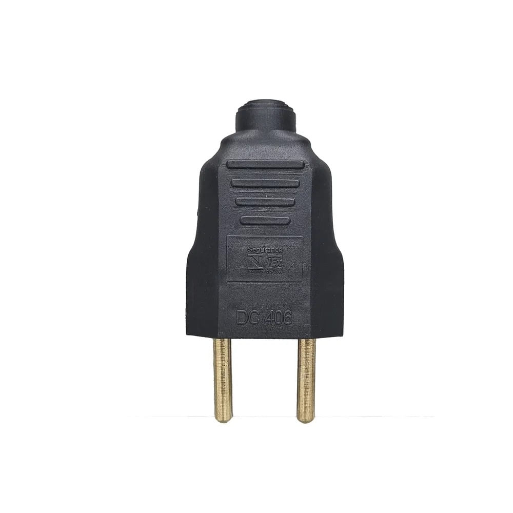 Plugue Gigante Macho 180° 2 Polos 20 Amperes Preto Dicompel