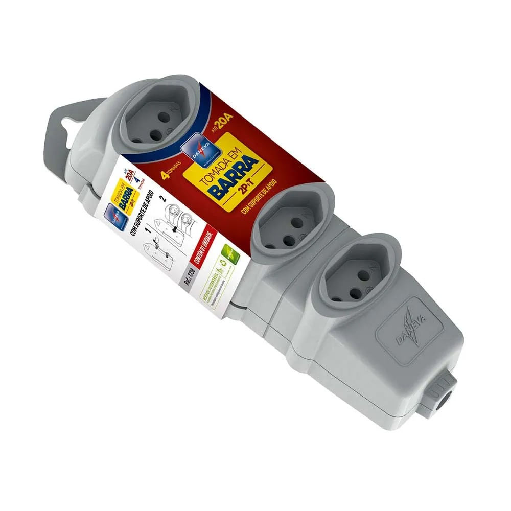 Tomada Em Barra Desmontável 4x20a/250v~ 2pt Cinza Dn1730 Multi Daneva Legrand
