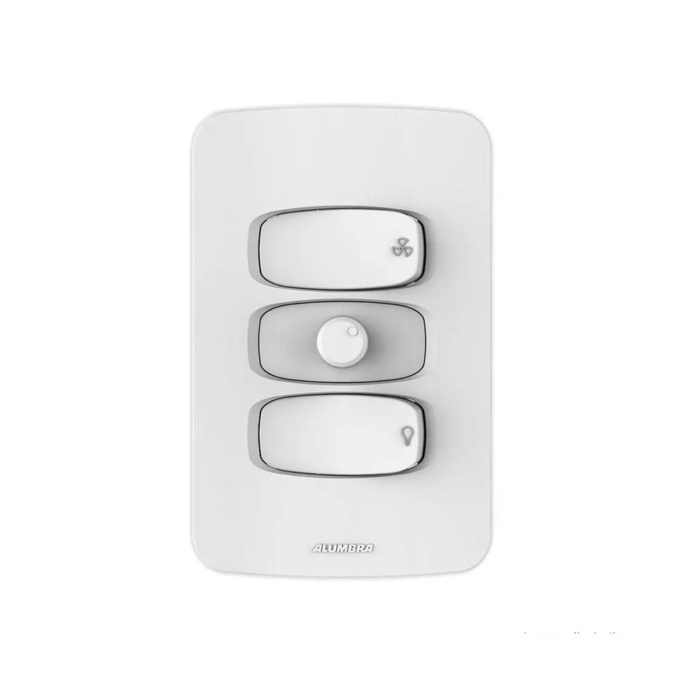 Controle De Ventilador Bivolt Com Placa 4x2 Gracia Branco Alumbra