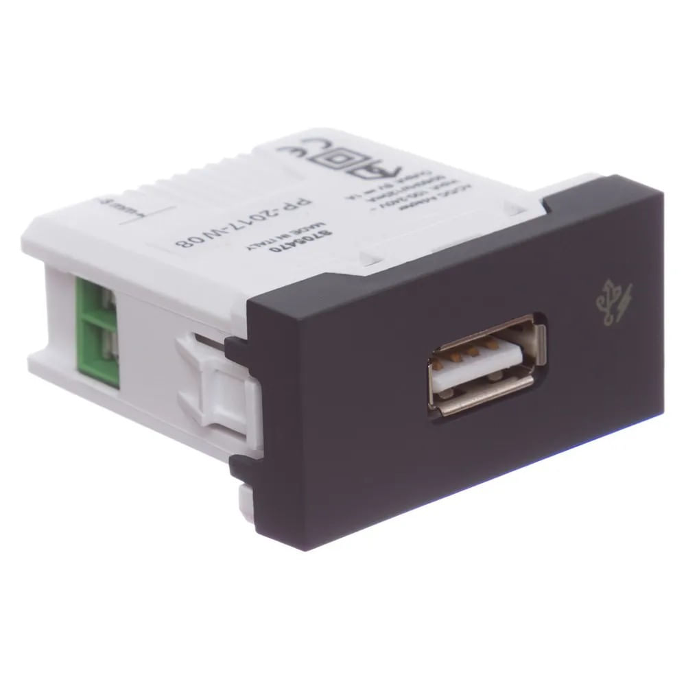 Módulo Tomada Carregador Usb 2 0 1a 127v 220v 1 M Grafite Orion Schneider