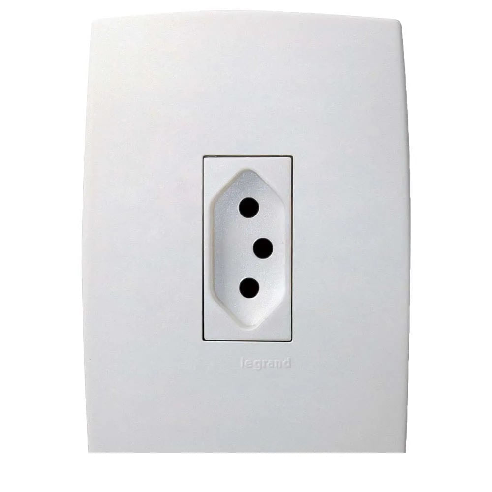 Conjunto De Tomada 2pt 20a/250v~ 4x2 Vertical Com Identificação De Tensão Branco 615077 Pial Plus Legrand