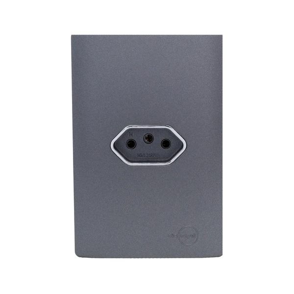 Conjunto 4X2 Tomada 10A Horizontal Preto Grafite Cromado Novara Dicompel