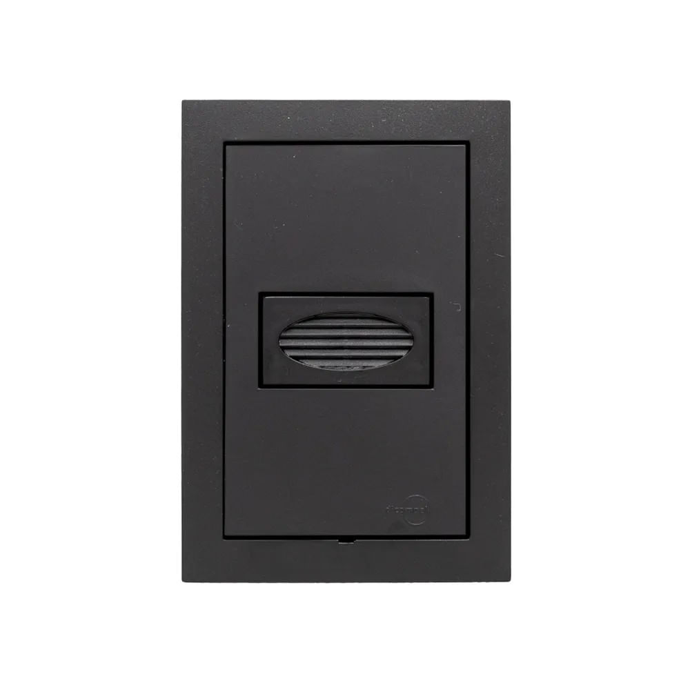 Conjunto 4X2 1 Campainha Cigarra Bivolt Preto Fosco Ekron Dicompel