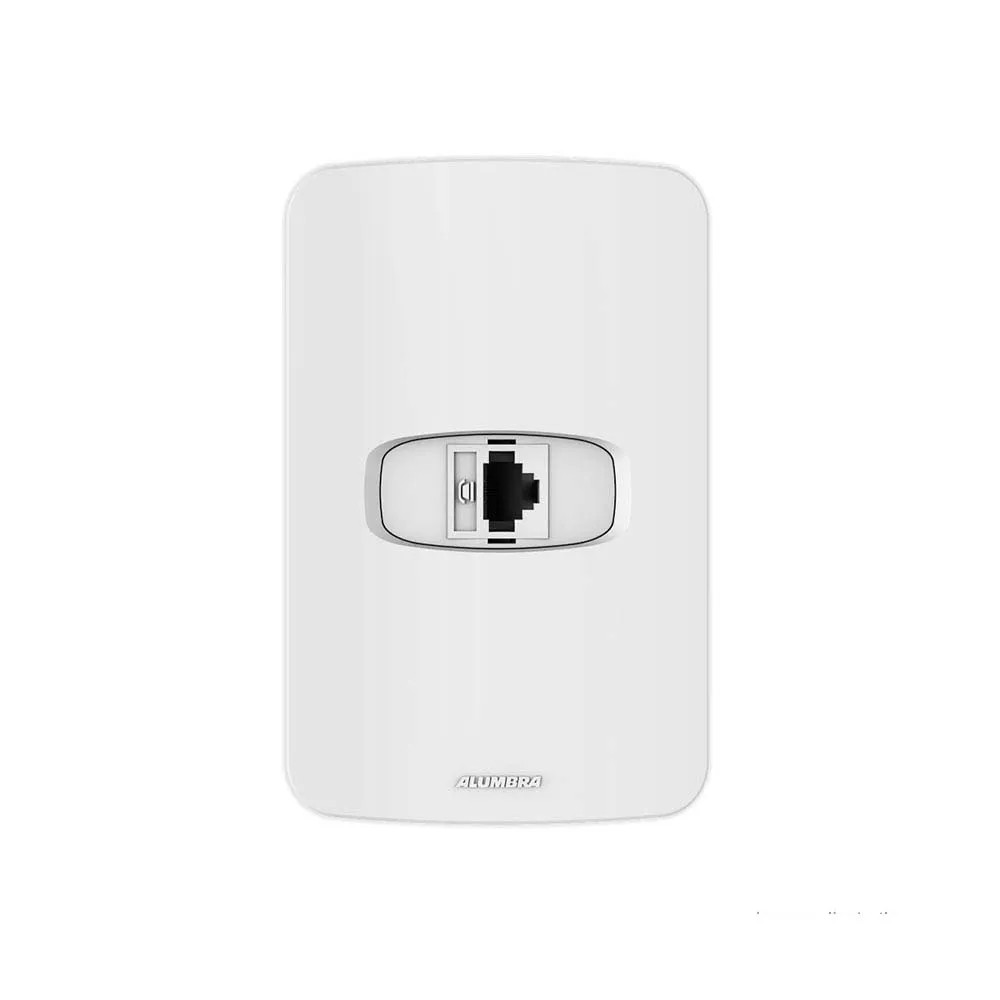 Conjunto Tomada Para Telefone RJ11 4 Vias 4x2 Linha Gracia Branco Alumbra