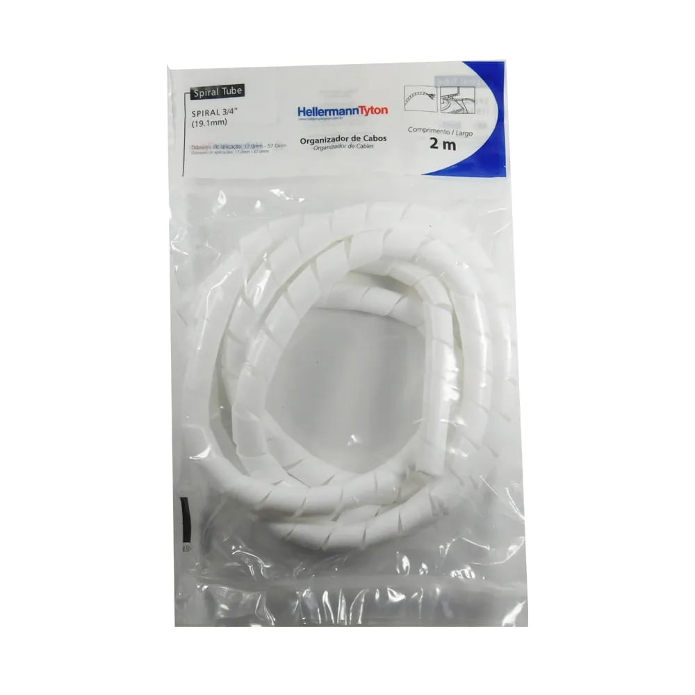 Organizador Cabos Spiraltube 3/4" 2M Branco Hellermanntyton