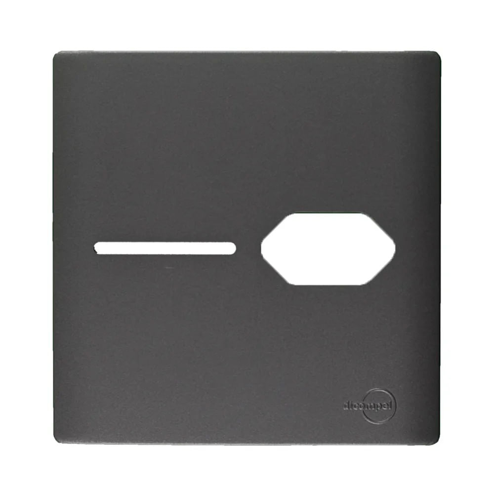 Placa 4x4 1 Interruptor E 1 Tomada Preto Grafite Novara Dicompel
