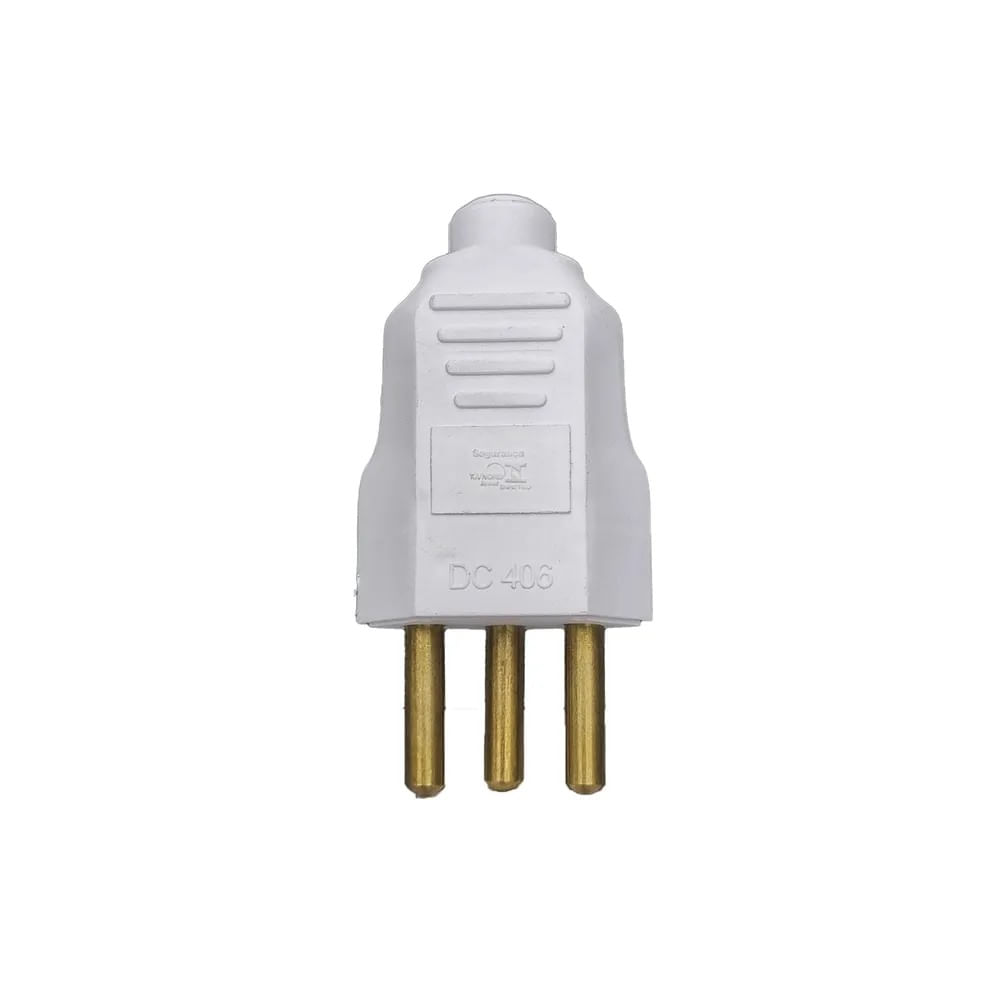 Plugue Gigante Macho 180° 2 Polos Terra 20 Amperes Branco Dicompel