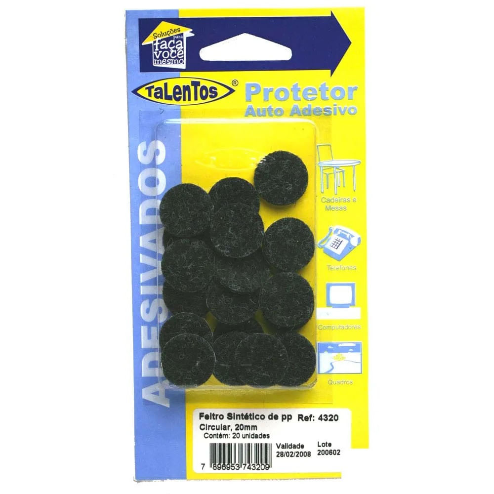 Feltro sintético circular 3,7cm com 8 peças 4337 preto Talentos