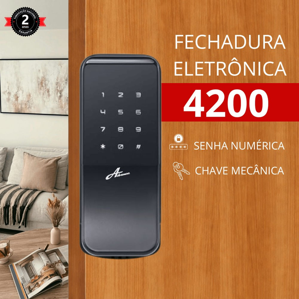 Fechadura Eletronica De Sobrepor Com Puxador Modelo 4200 - Advance